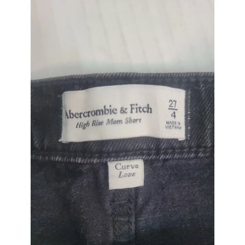 Abercrombie And Fitch Mom Jean Shorts Sz 27 Curve Love High Rise Button Fly